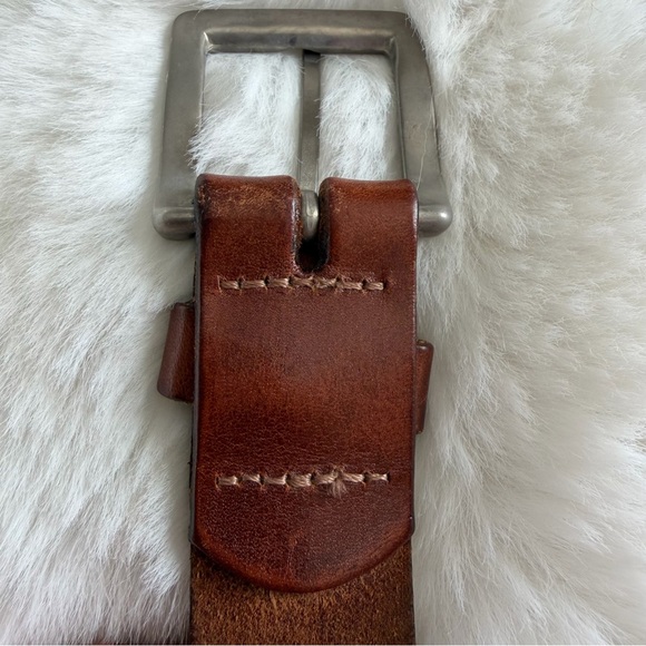 Vintage Tooled Leather Belt Brown | Unisex Western Boho | Size 34 main image 7